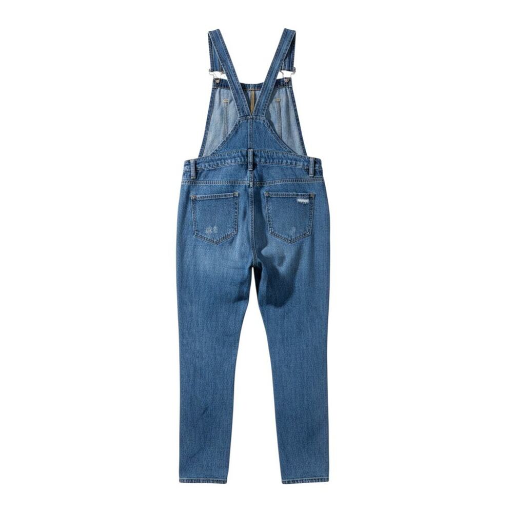 Risen Jeans Denim Overalls Small Distressed Knee Cotton Bib Jumpsuit 100% Cotton - Picture 6 of 10